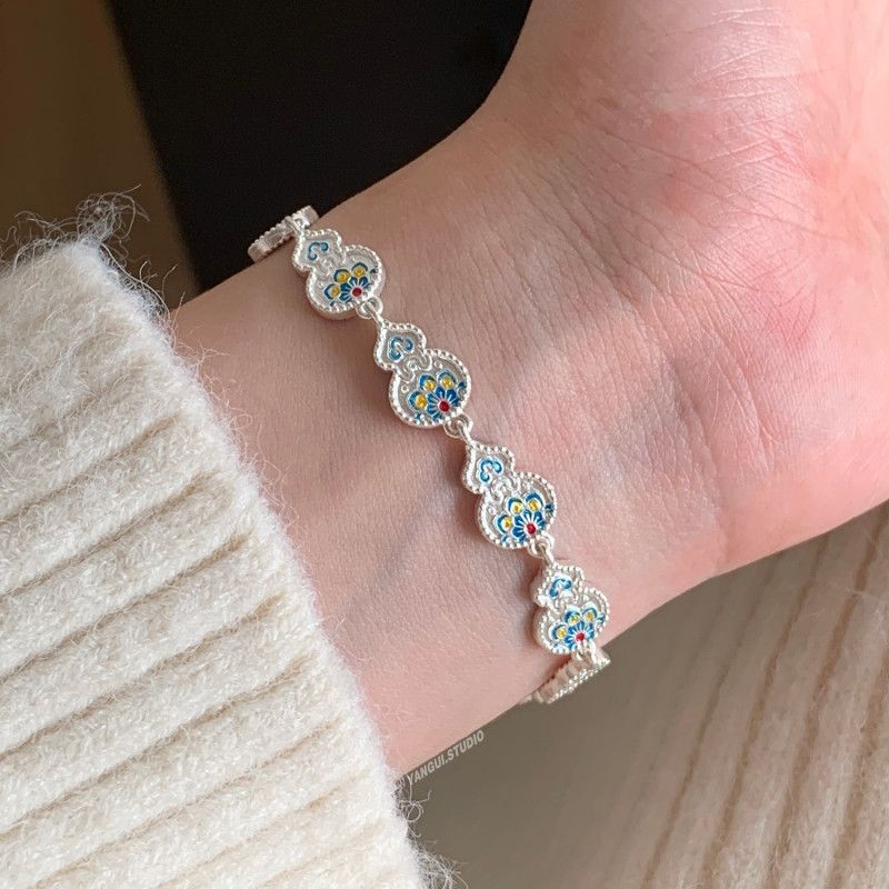 Chinese Style Enamel Gourd Women's Bracelet