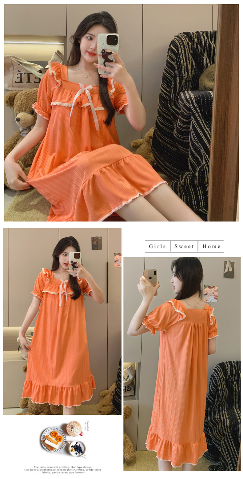 Palace Style Mid-length Milk Silk Nightdress