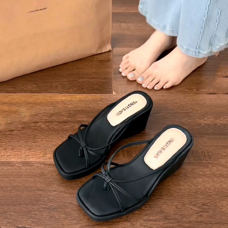 2026 Women's Black Platform Slide Sandals