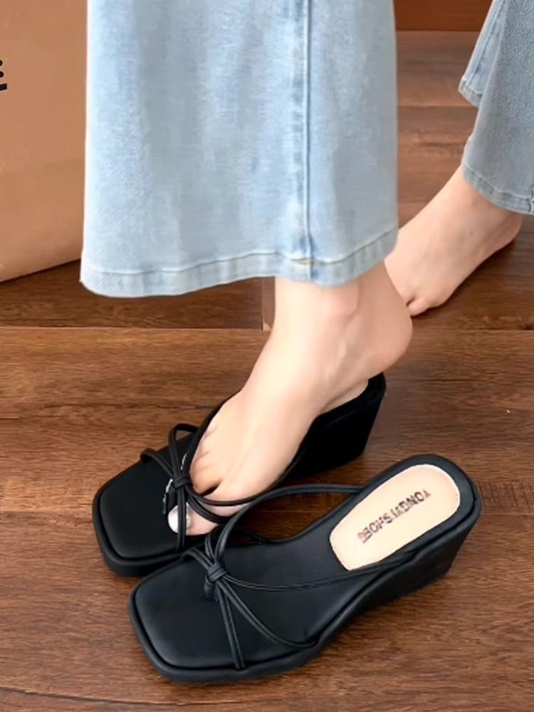 2026 Women's Black Platform Slide Sandals