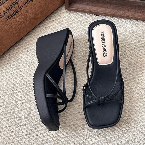 2026 Women's Black Platform Slide Sandals