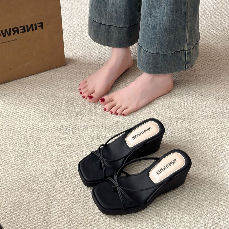 2026 Women's Black Platform Slide Sandals