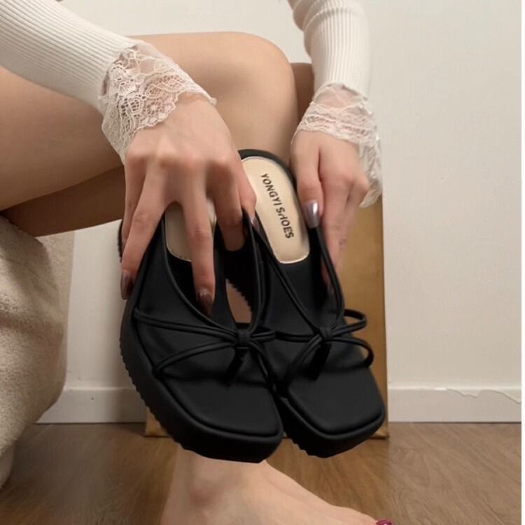 2026 Women's Black Platform Slide Sandals