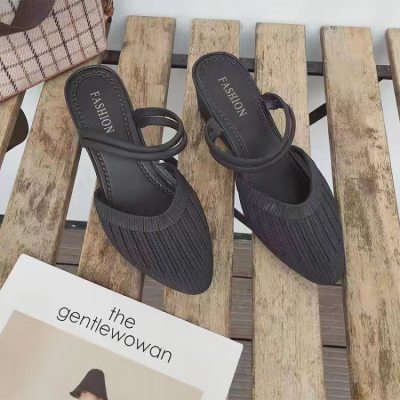 Women's Knit Block Heel Mules