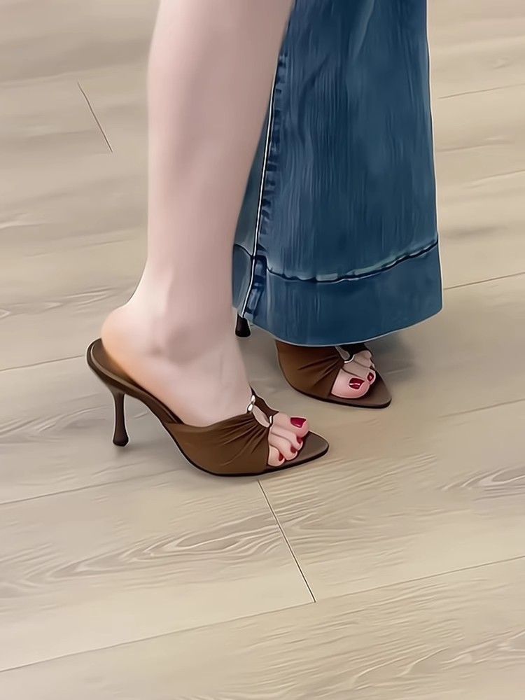 Elegant Pointed Toe Satin Sandals