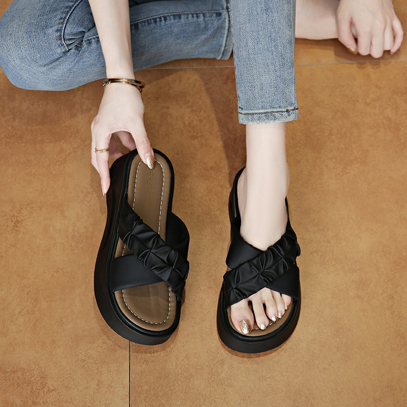 Women's Thick Cross Slippers