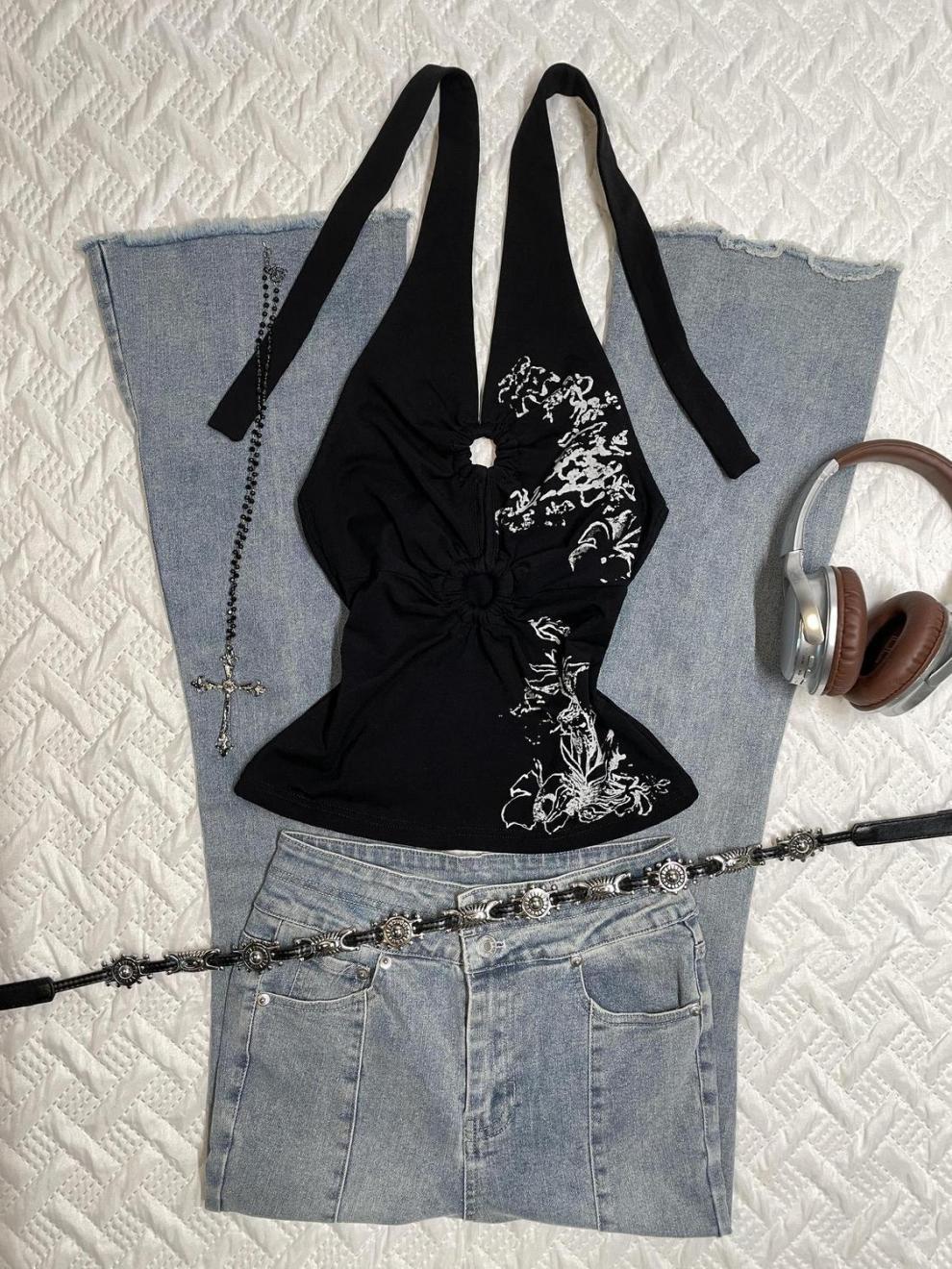 New Chinese Print Halter Top