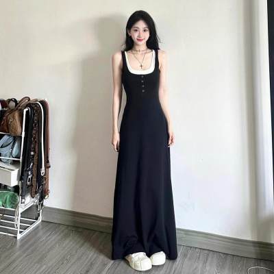 Black 2-in-1 Cami Long Dress