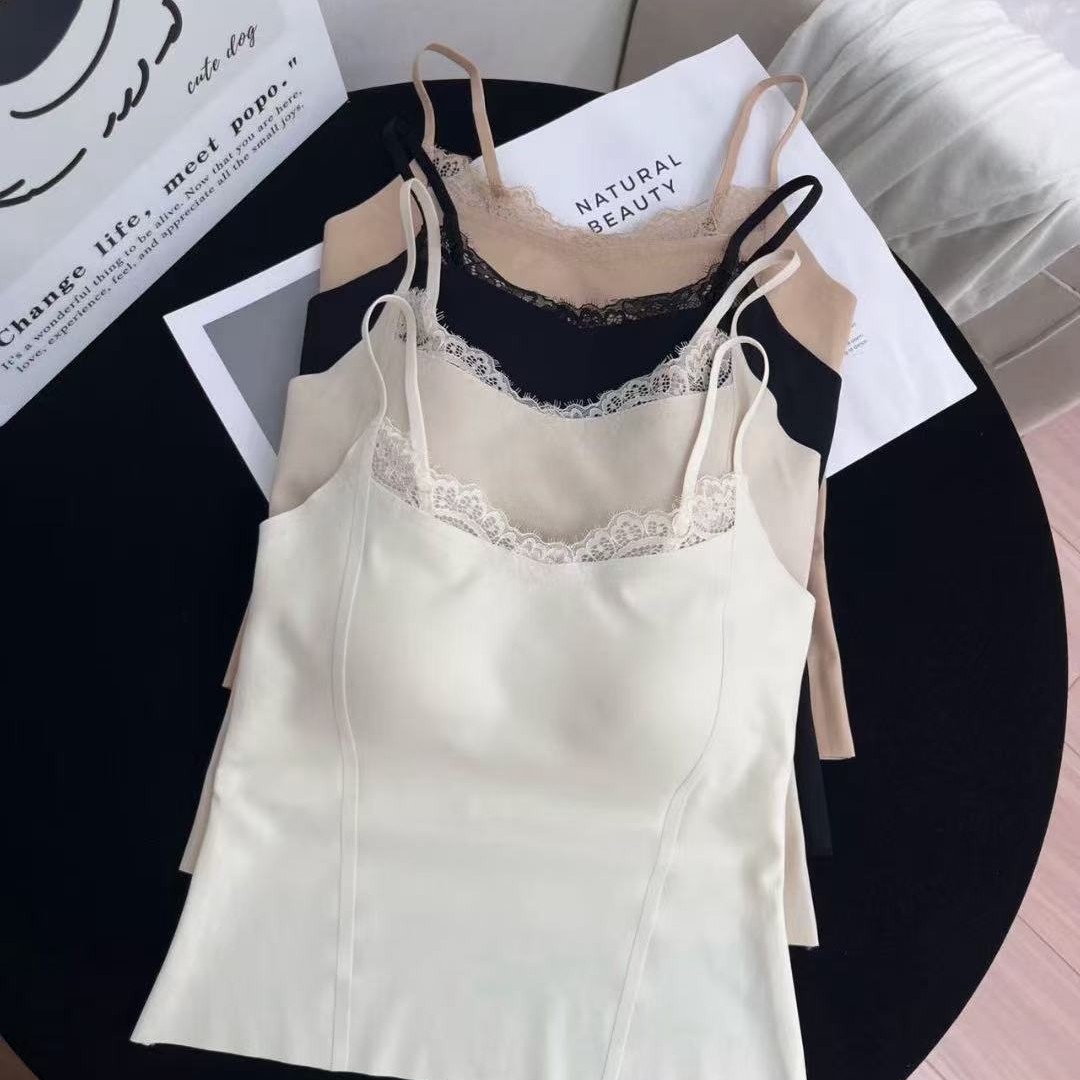 Lace Cami Top with Built-in Bra