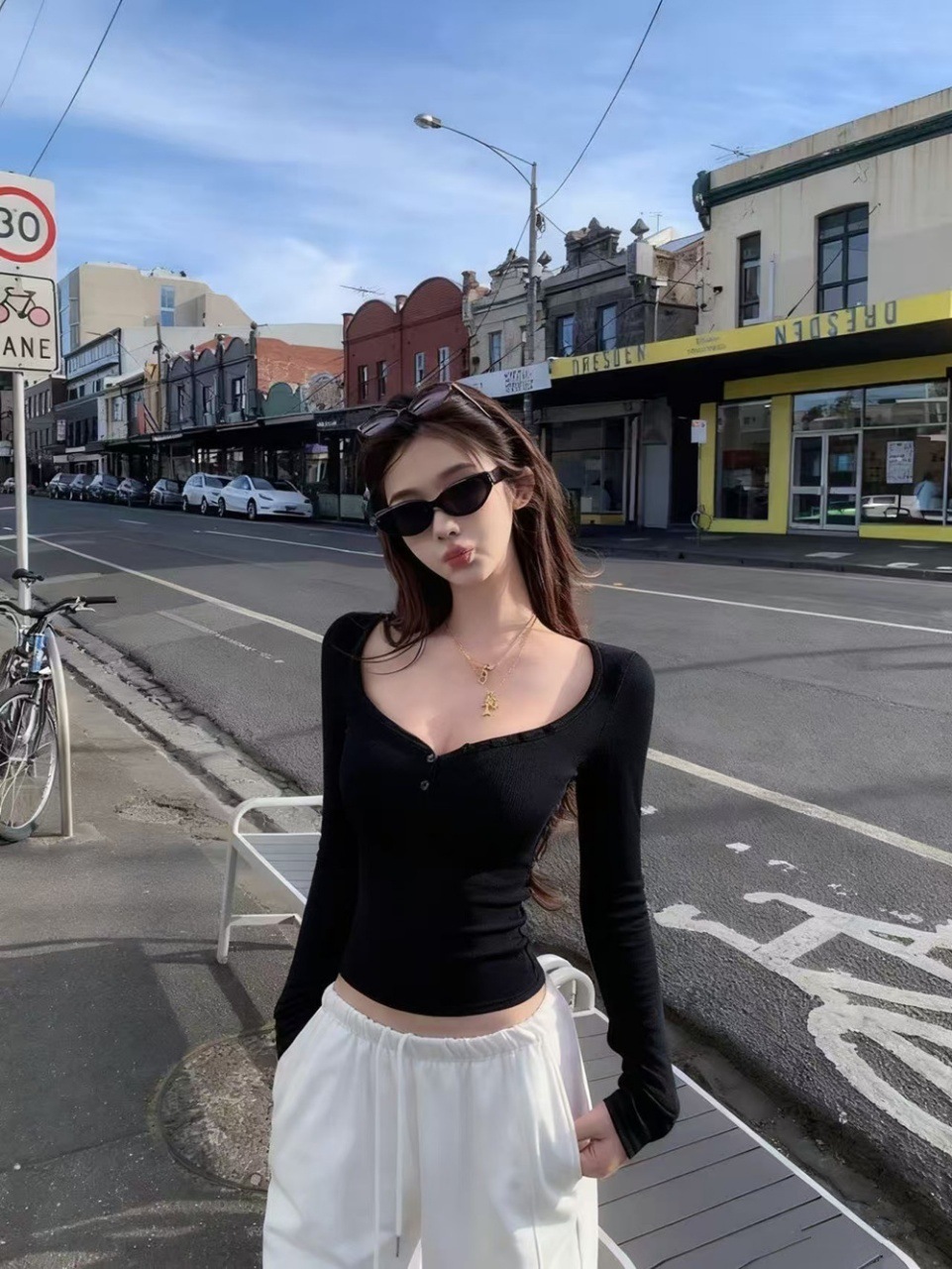 Women's Slim Fit Long Sleeve T-Shirt with Built-in Bra