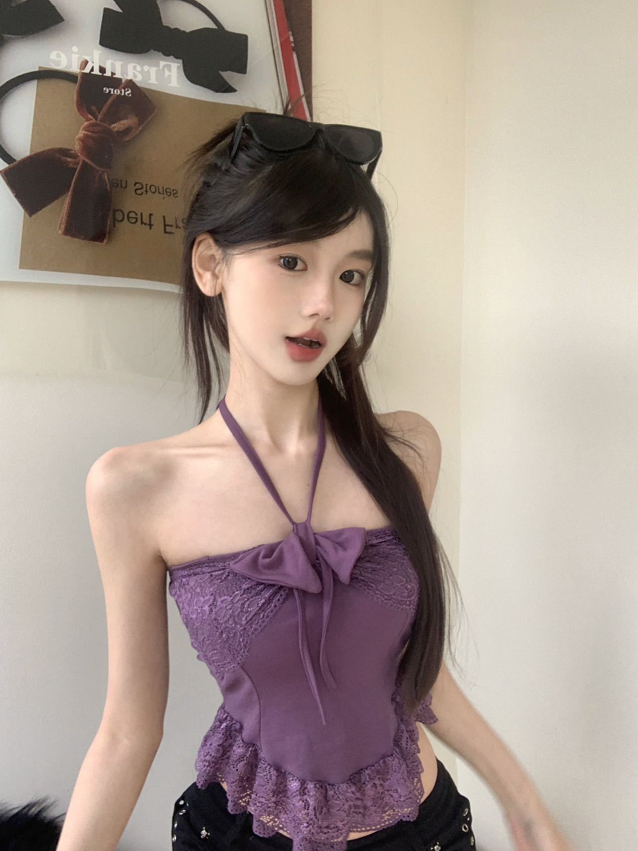 Sweet Lace Halter Bralette Top