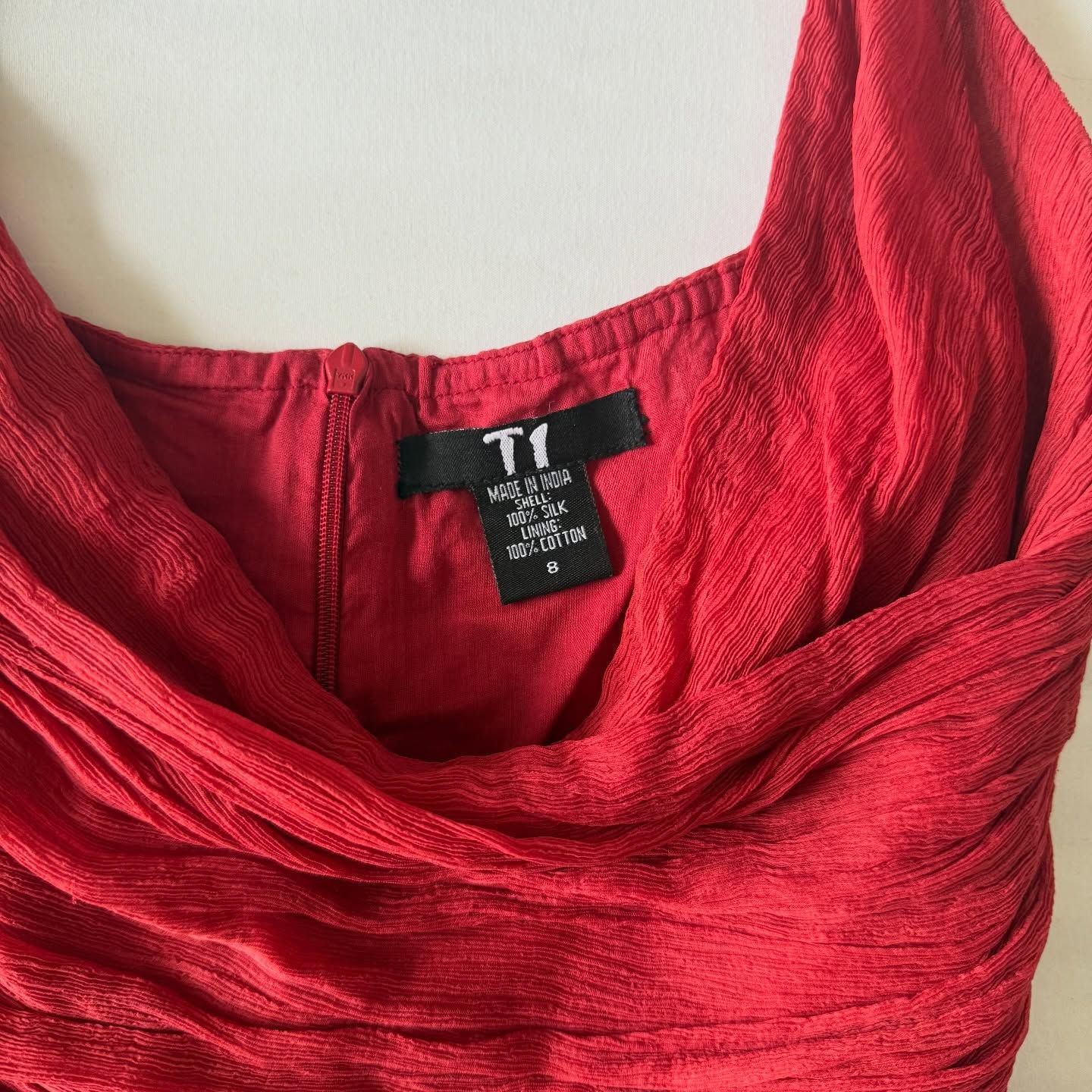 Red Ruffled Waist-cinched Cami Top