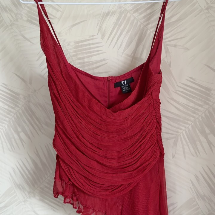Red Ruffled Waist-cinched Cami Top