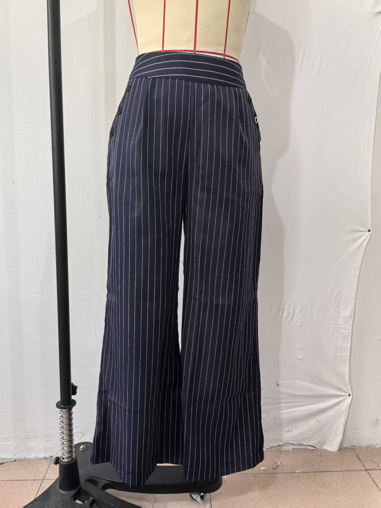 High-Waist Wide Leg Striped Pants