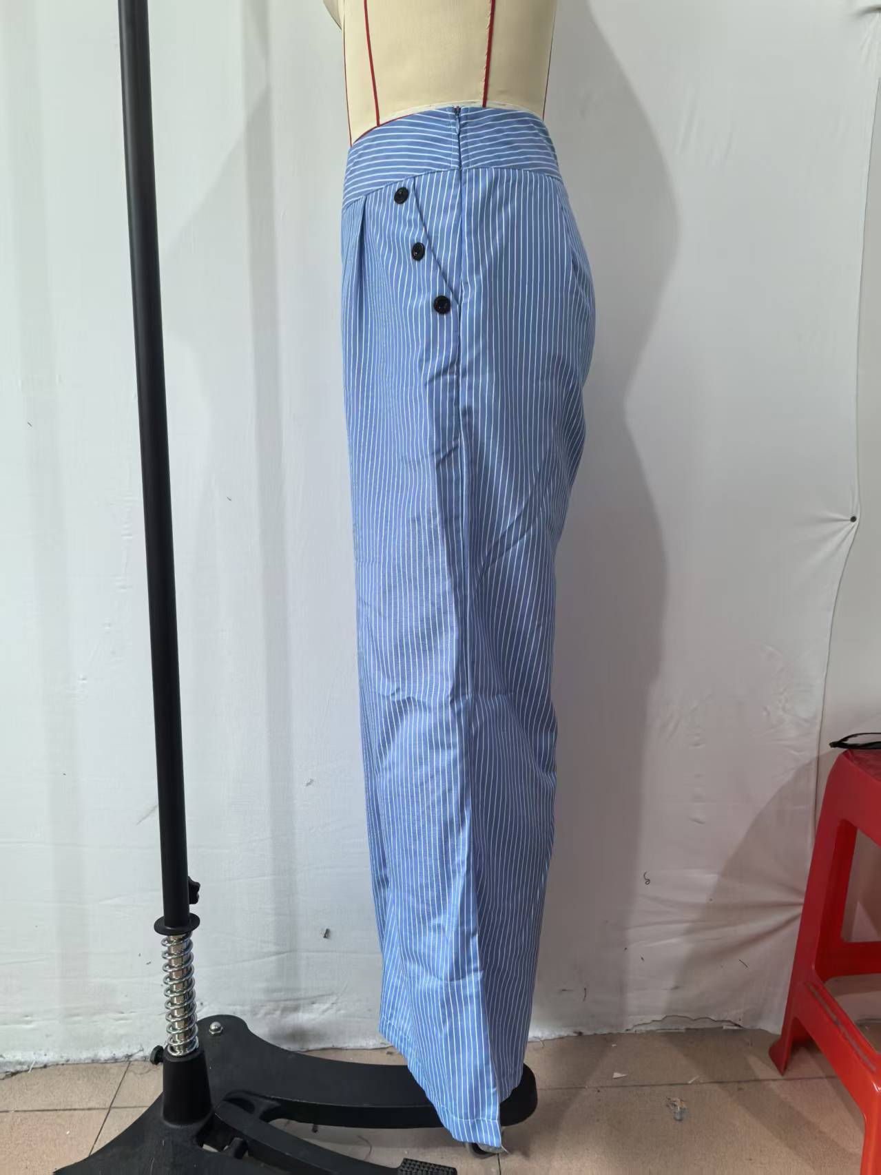 High-Waist Wide Leg Striped Pants