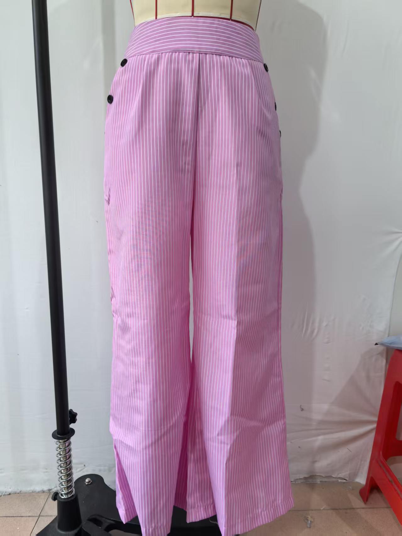 High-Waist Wide Leg Striped Pants