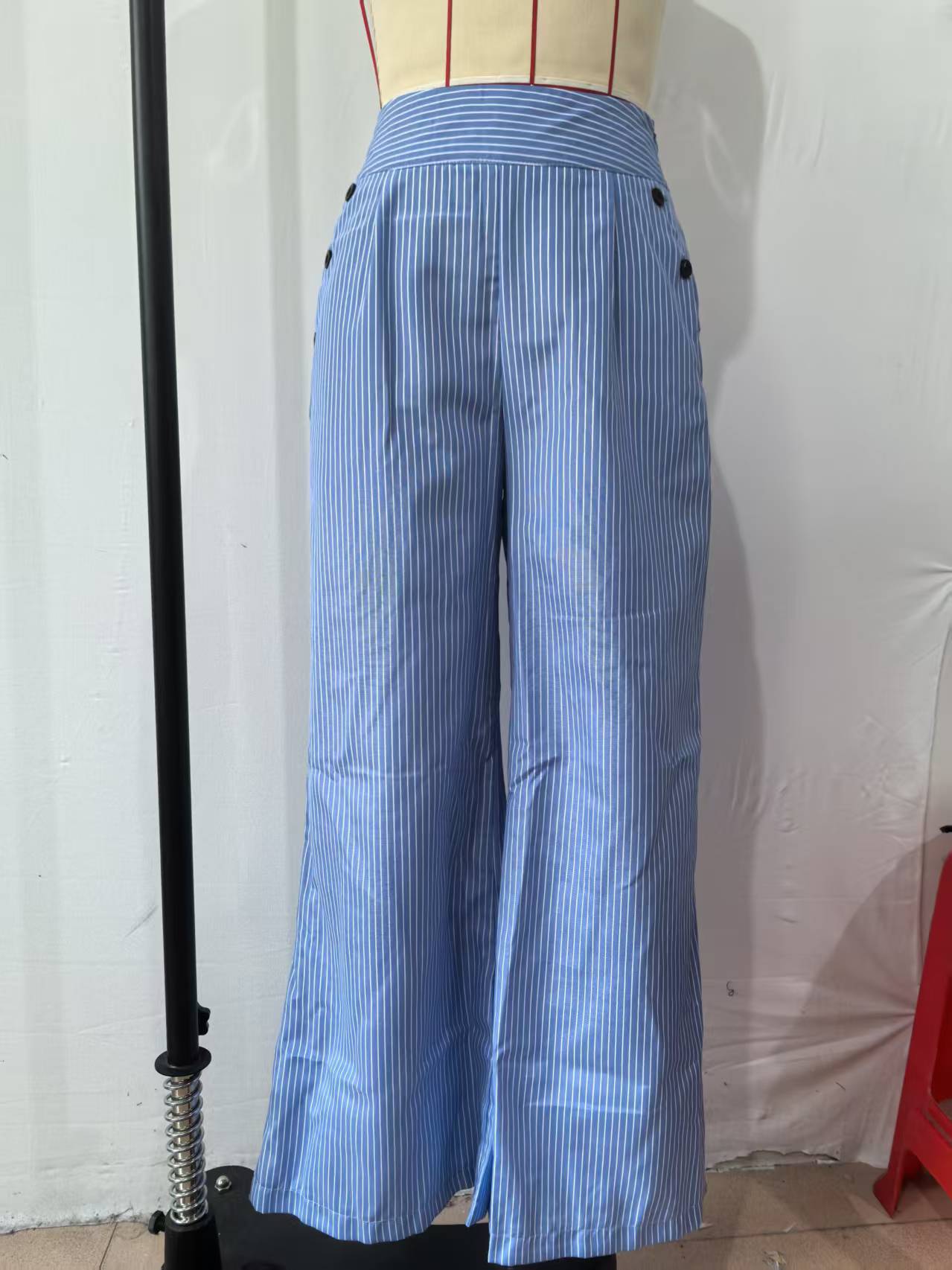 High-Waist Wide Leg Striped Pants