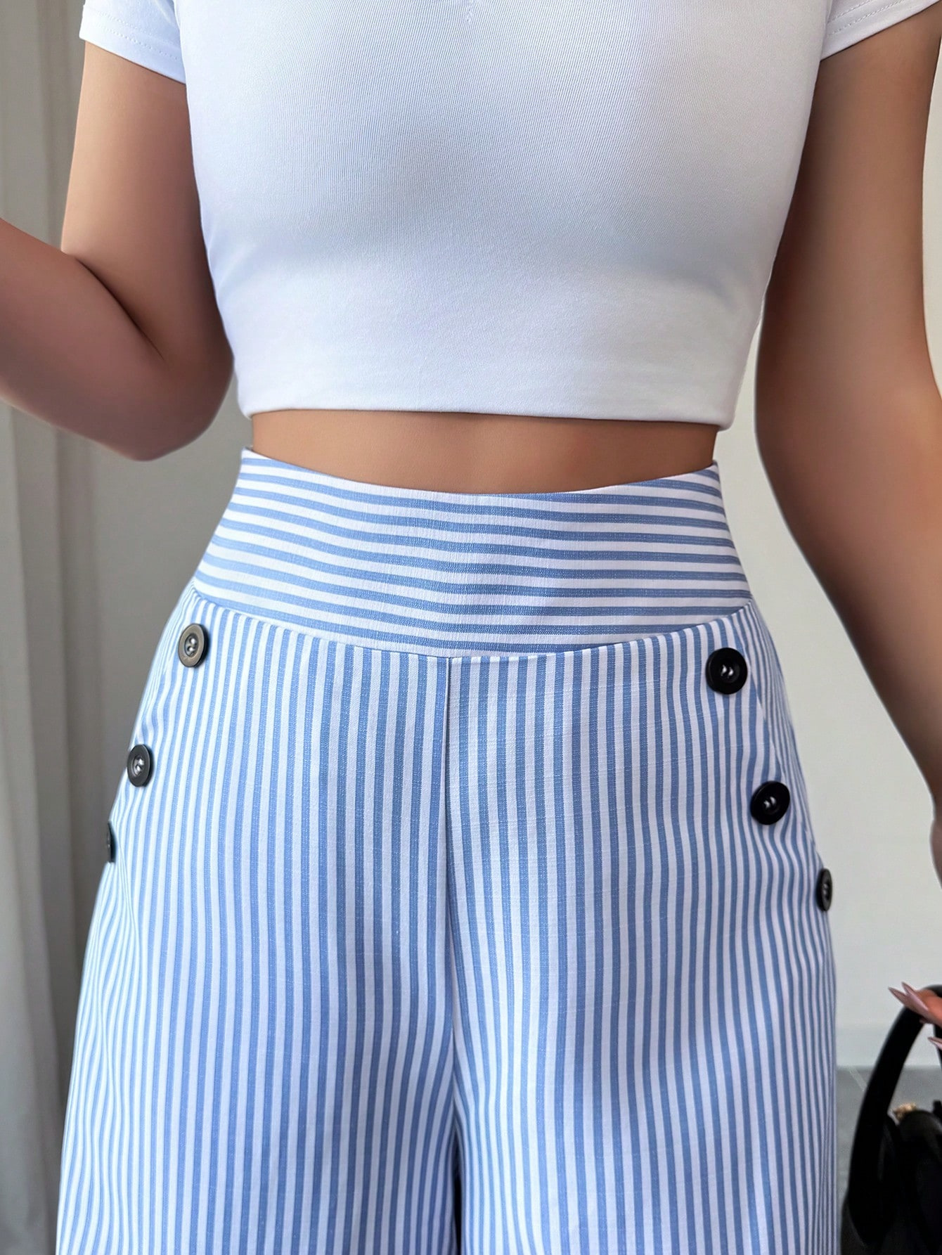 High-Waist Wide Leg Striped Pants