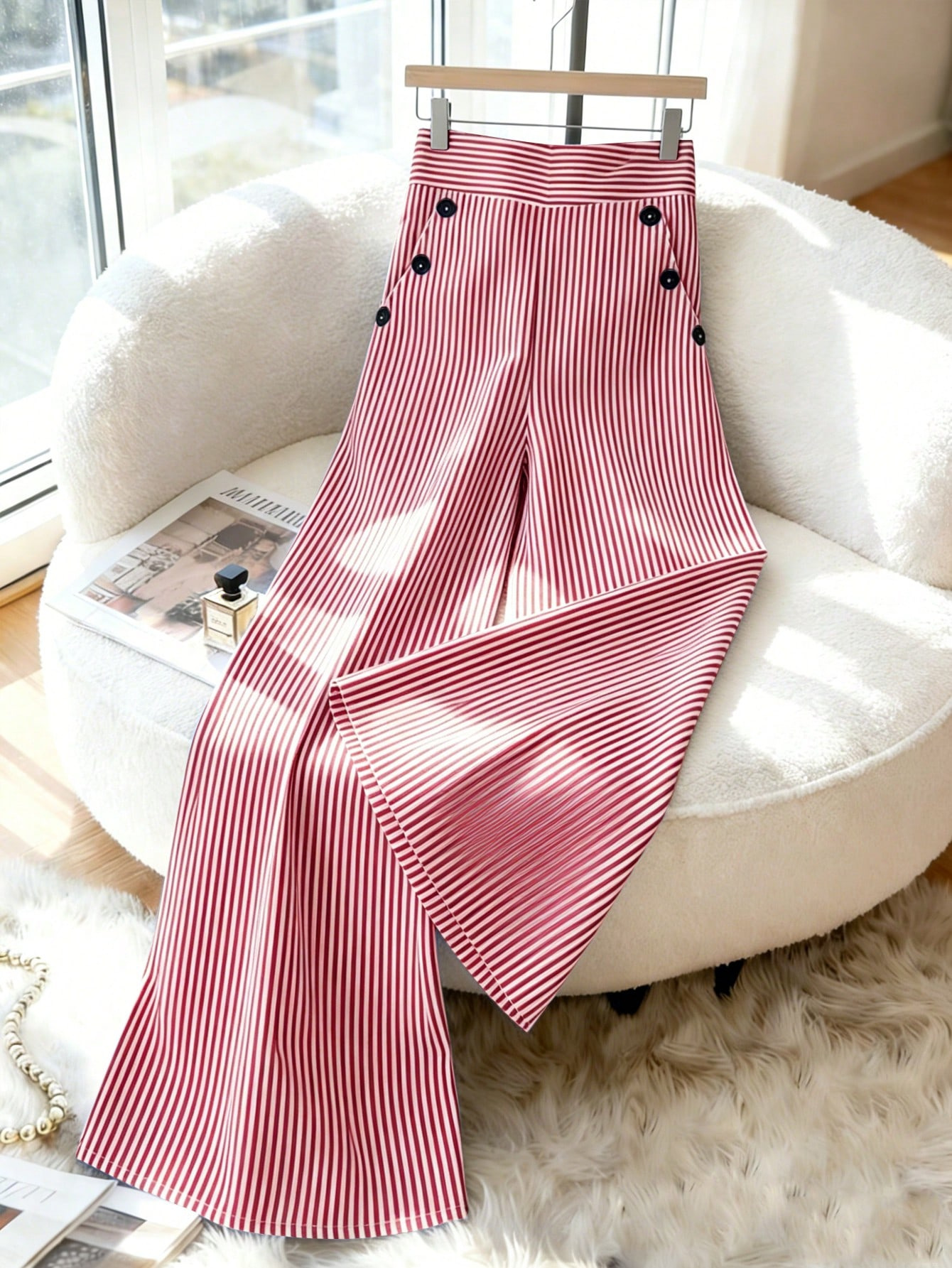 High-Waist Wide Leg Striped Pants