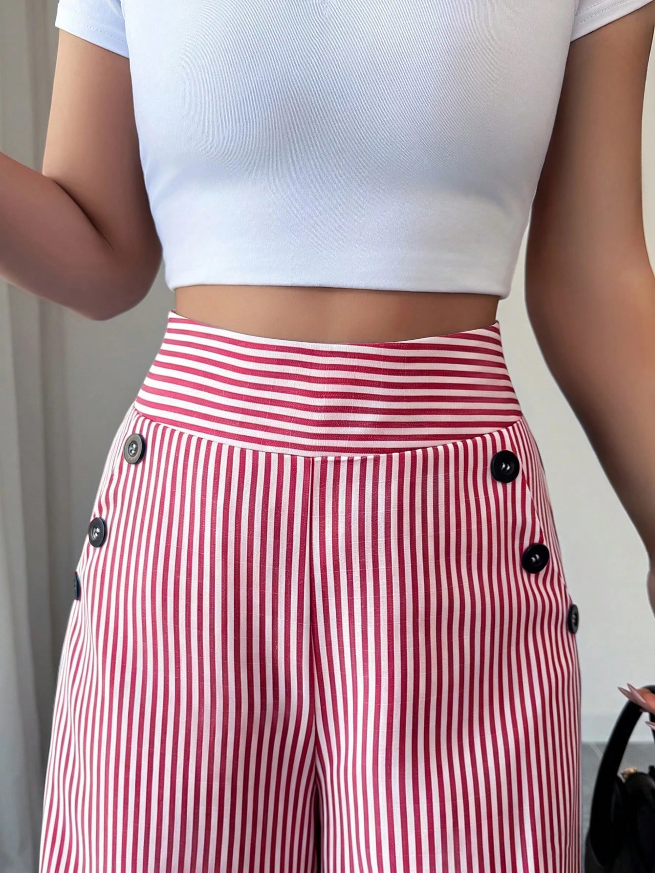 High-Waist Wide Leg Striped Pants