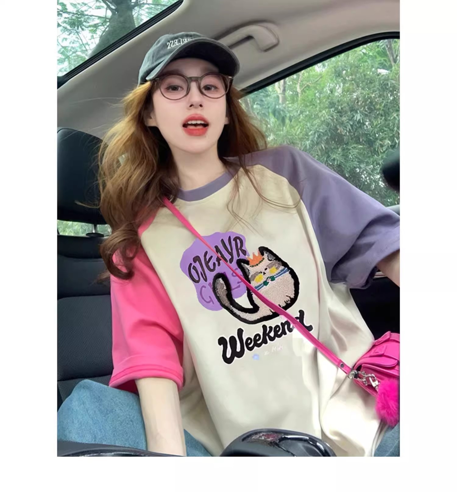 Women's Cat Print Loose Tee