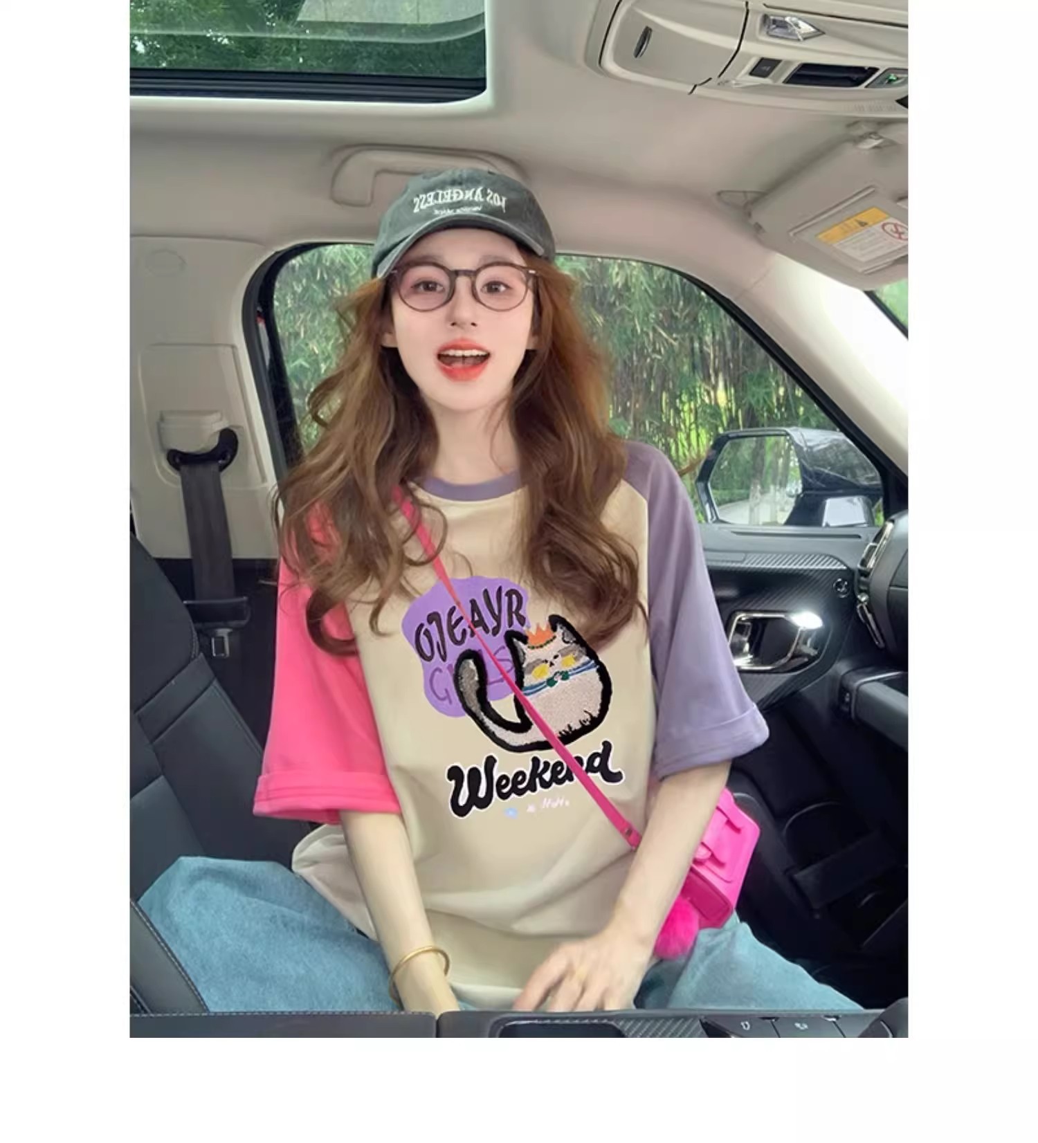 Women's Cat Print Loose Tee