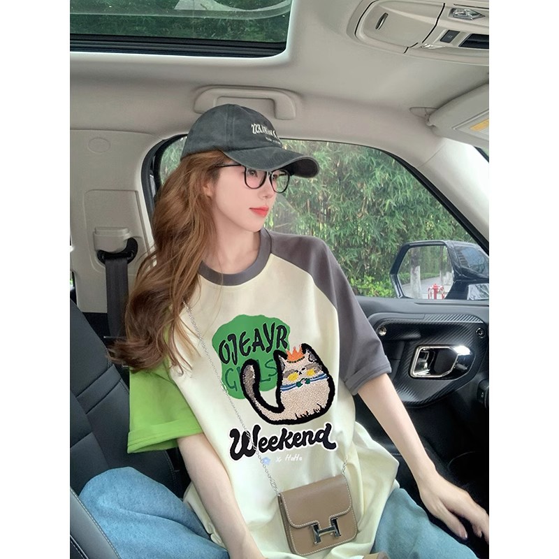 Women's Cat Print Loose Tee