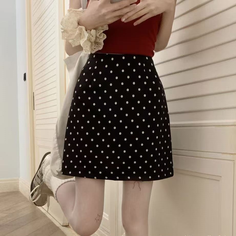 High-Waist Polka Dot Skirt