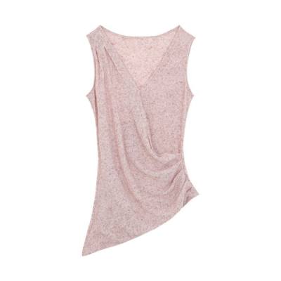 Pink Halter V-Neck Sleeveless Tank Top