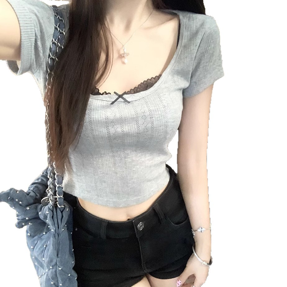 Women's Bow Lace Crop Tee