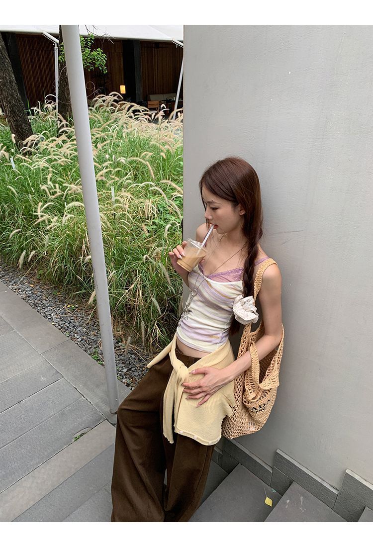 Purple White Stripe Cami Top