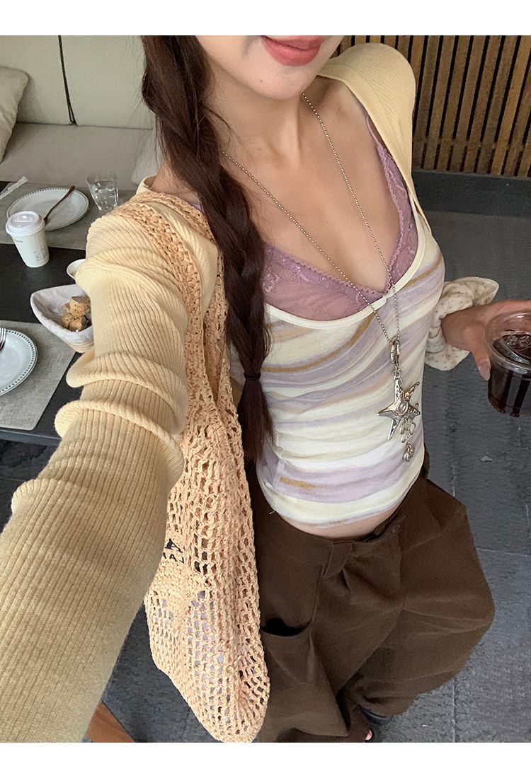 Purple White Stripe Cami Top