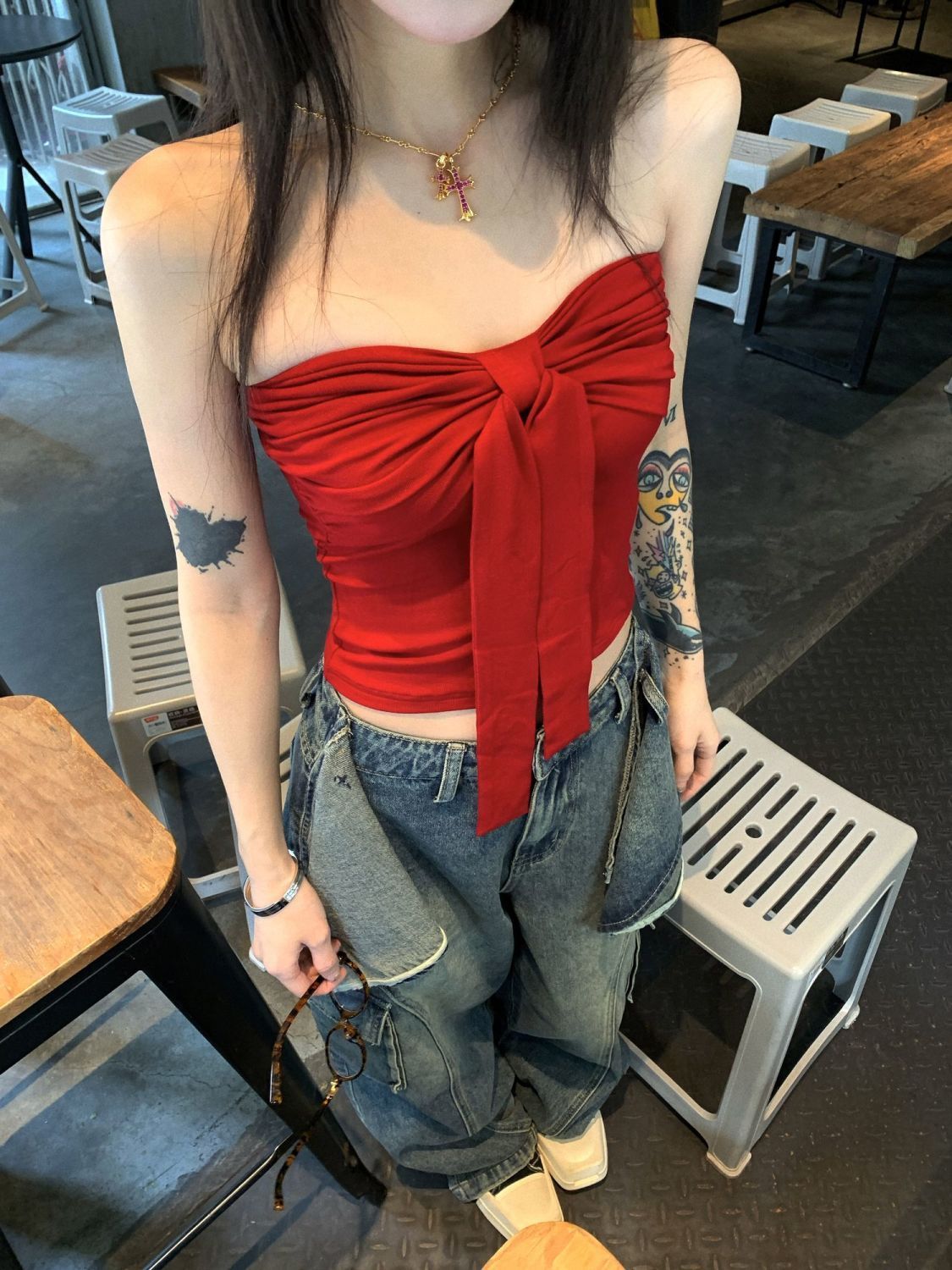 Summer Bow Tie Strapless Top