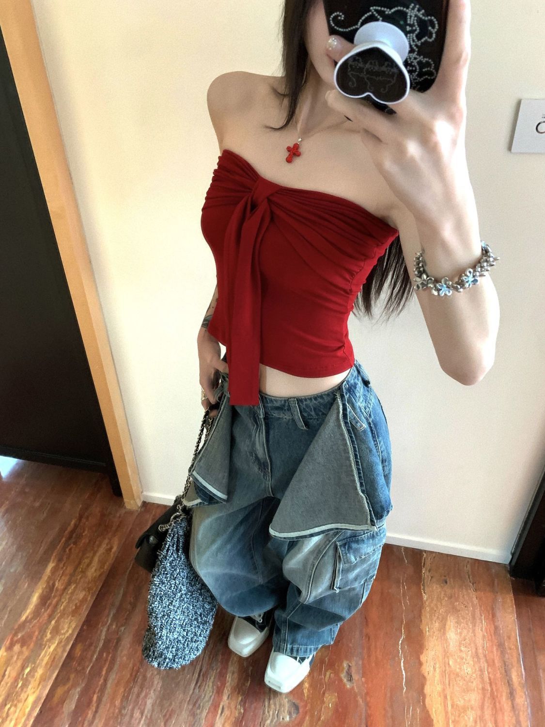 Summer Bow Tie Strapless Top