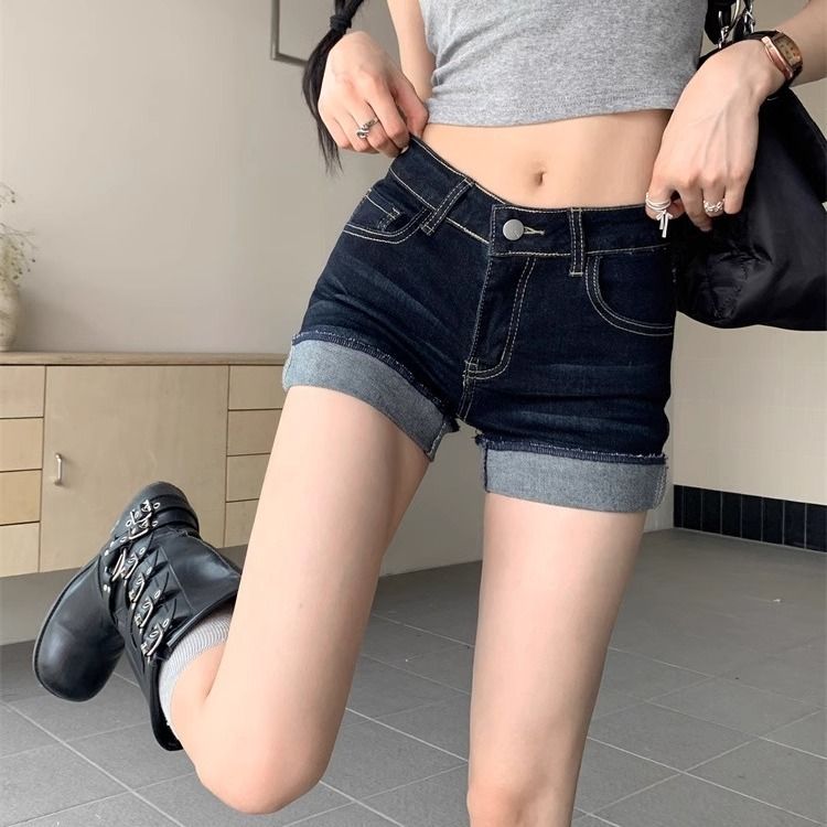 High Waist Slim Denim Shorts