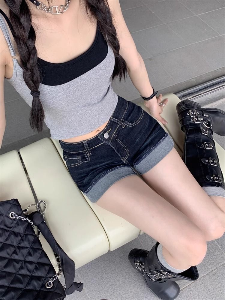 High Waist Slim Denim Shorts