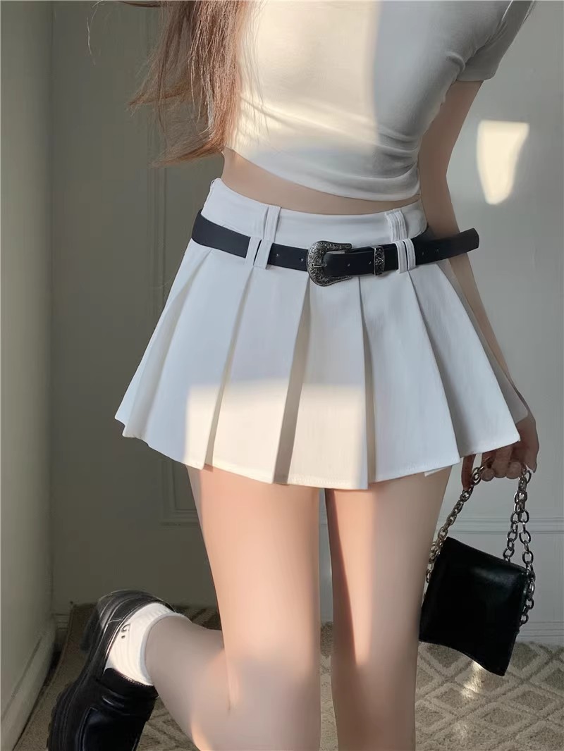 Women's High Waist Pleated Mini Skirt