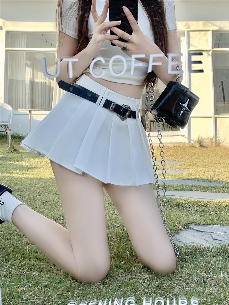 Women's High Waist Pleated Mini Skirt
