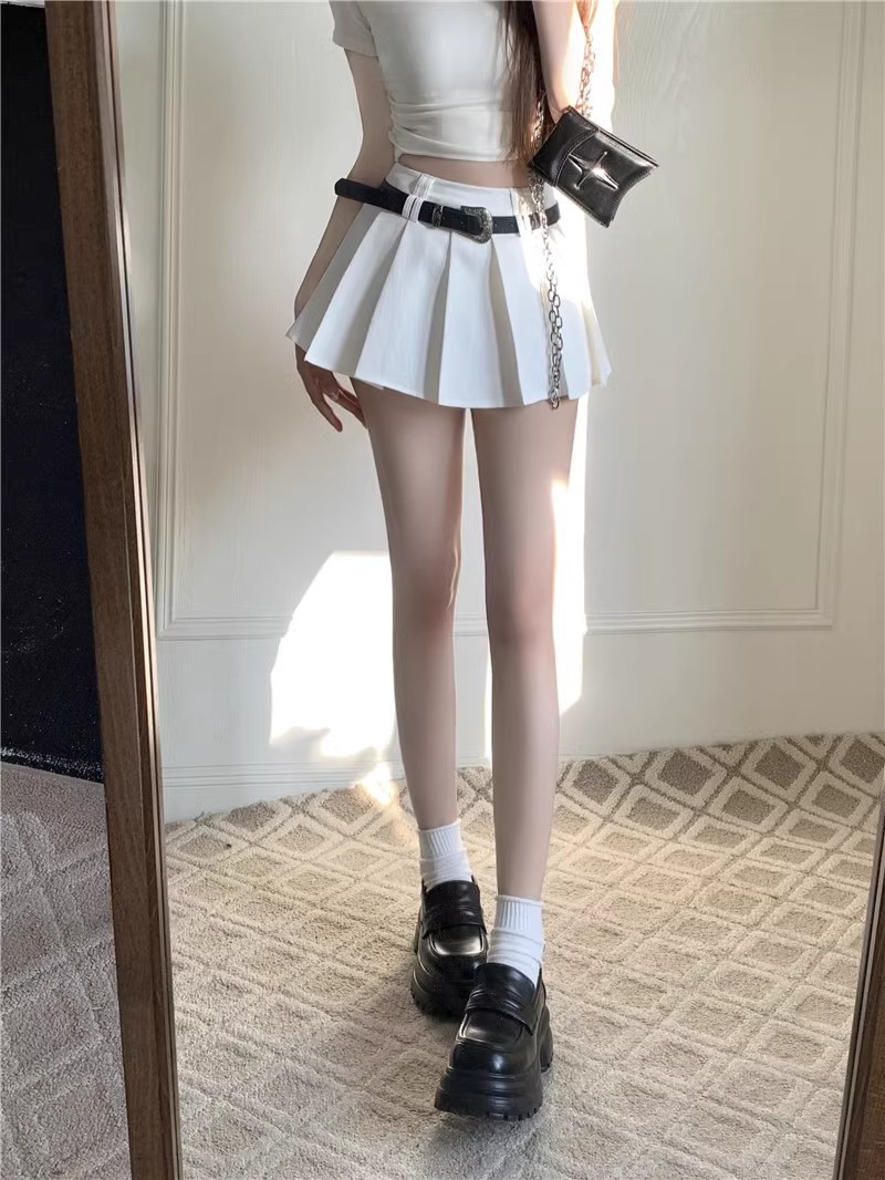 Women's High Waist Pleated Mini Skirt