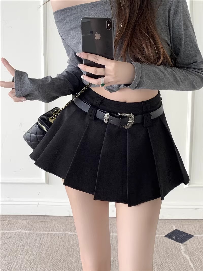 Women's High Waist Pleated Mini Skirt