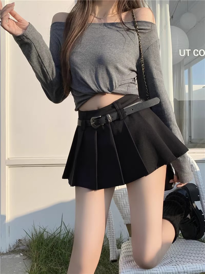 Women's High Waist Pleated Mini Skirt