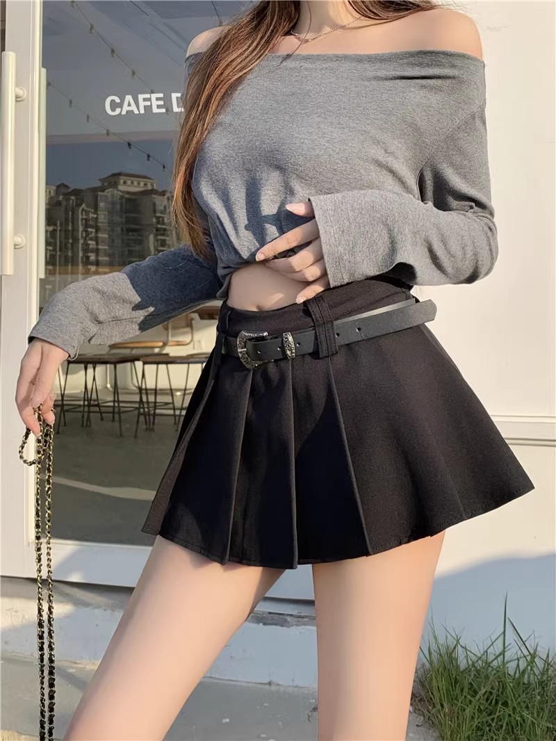 Women's High Waist Pleated Mini Skirt