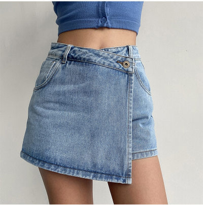 High Waist 2-in-1 Denim Skort