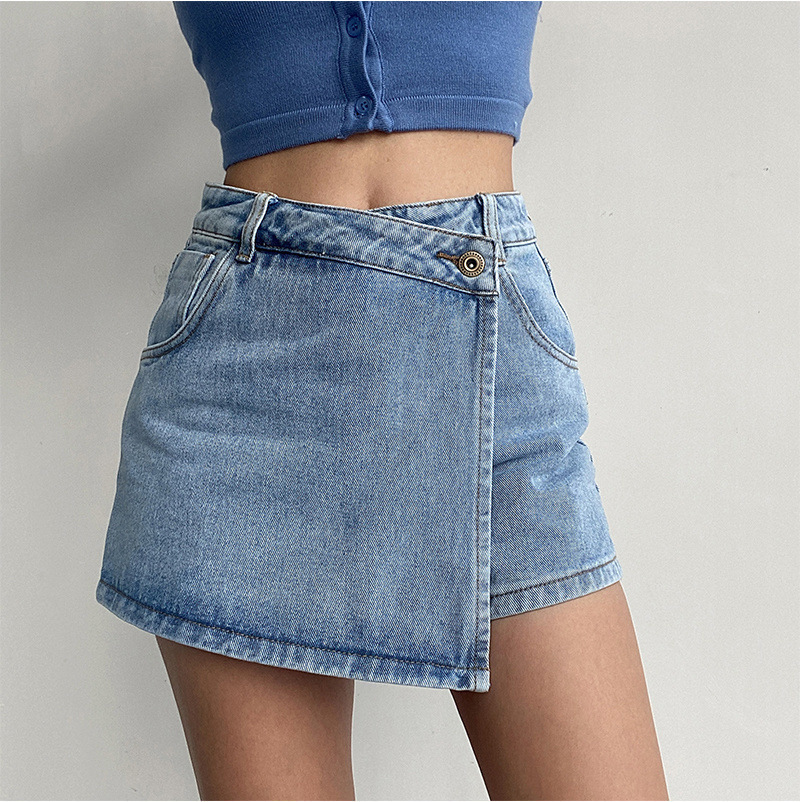 High Waist 2-in-1 Denim Skort