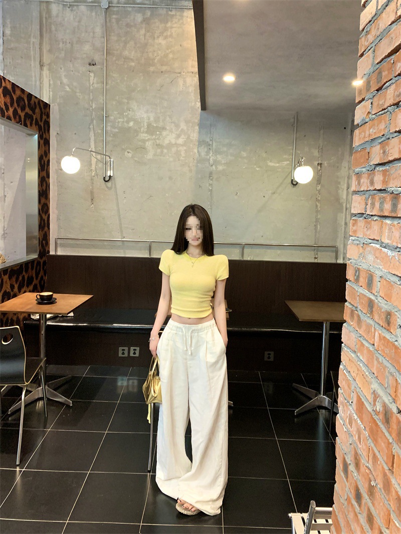 Yellow Slim Knit Crew Neck Tee