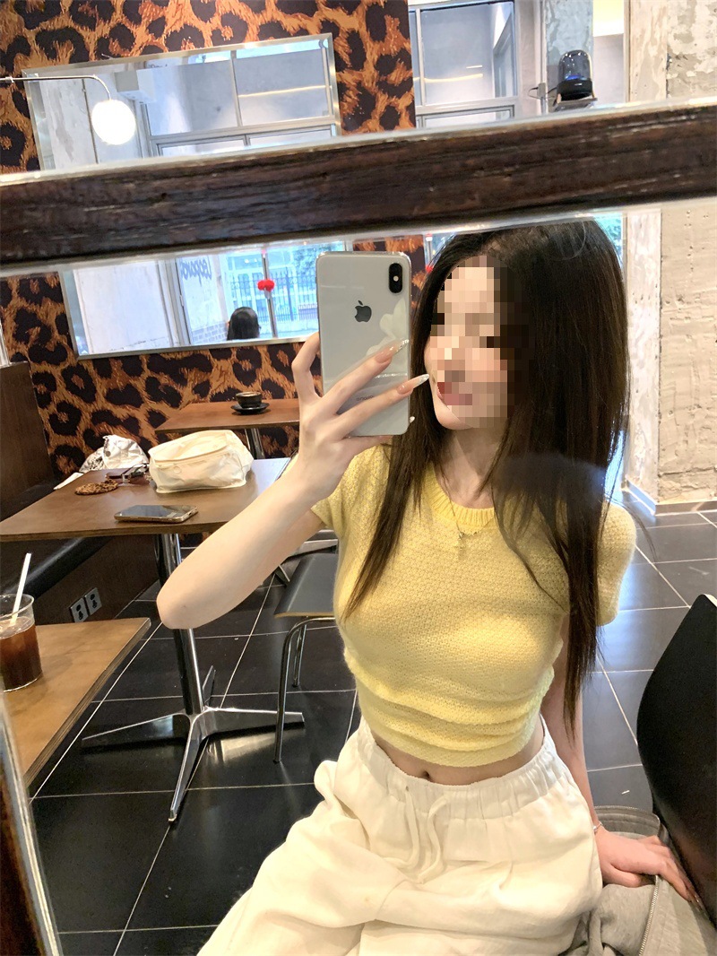 Yellow Slim Knit Crew Neck Tee