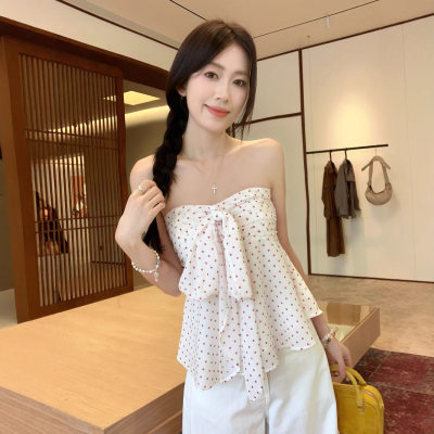 Red Polka Dot Bow Backless Top