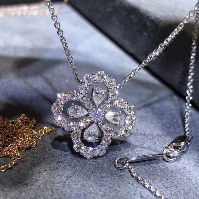 Four Leaf Ti Clover Zircon Choker