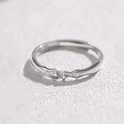 Adjustable Silver Couple Promise Rings