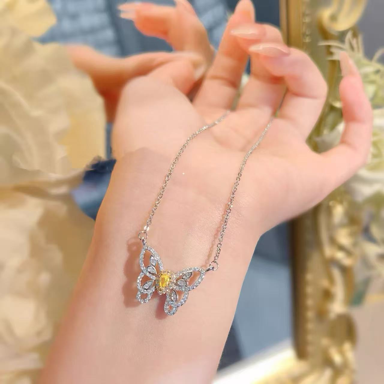 Silver Butterfly Clav Choker